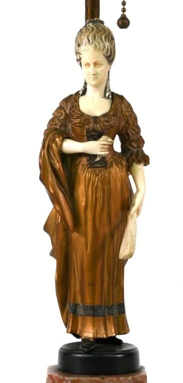 ANTIQUE BRONZE AND IVORY FIGURAL