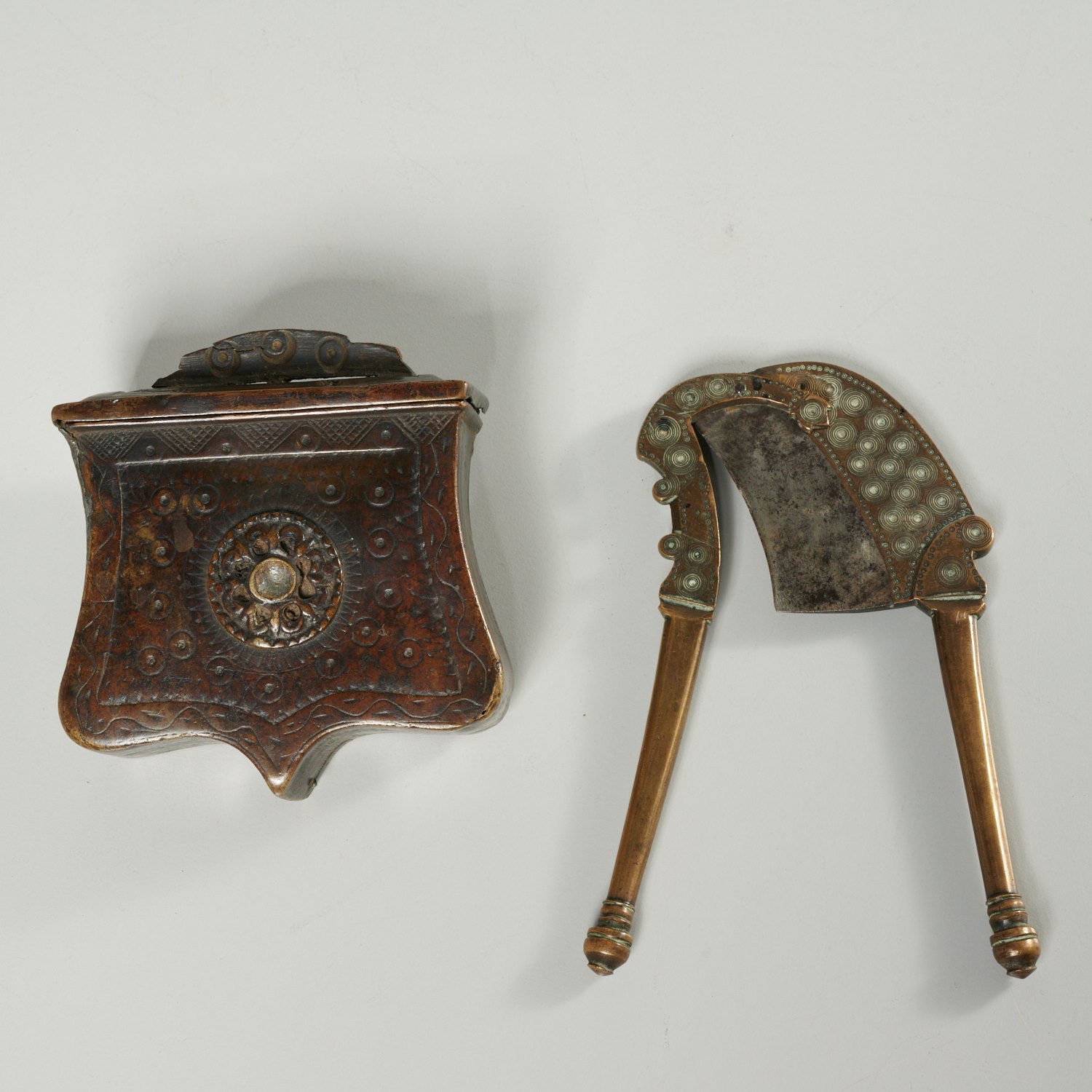 ANTIQUE BRONZE BETEL NUT CUTTER AND