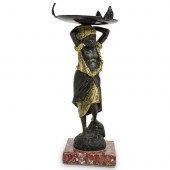 ANTIQUE BRONZE BLACKAMOOR PEDE