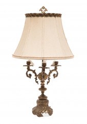 ANTIQUE BRONZE CANDELABRUM THR