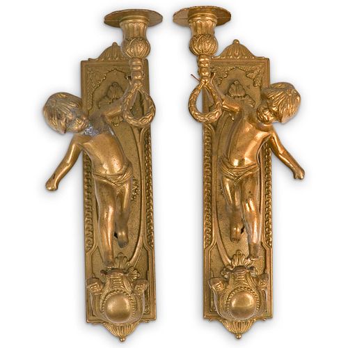ANTIQUE BRONZE CHERUB CANDLE