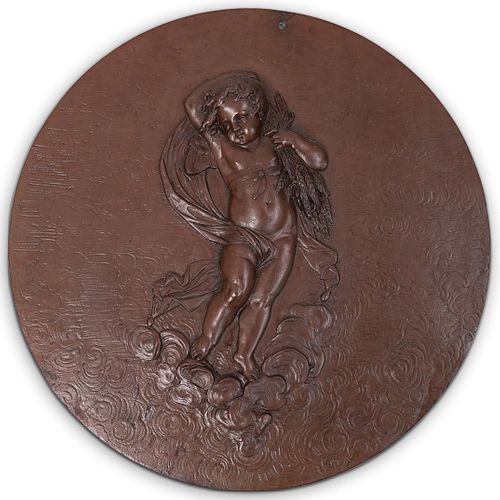 ANTIQUE BRONZE CHERUB RELIEF