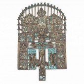 ANTIQUE BRONZE ENAMELLED CRUCI