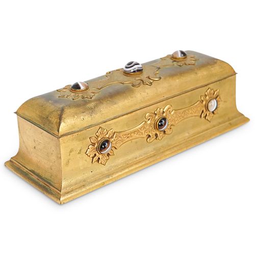 ANTIQUE BRONZE INLAID STONE