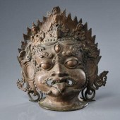 ANTIQUE BRONZE MASK OF MAHAKAL
