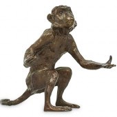 ANTIQUE BRONZE MONKEY SCULPTUR