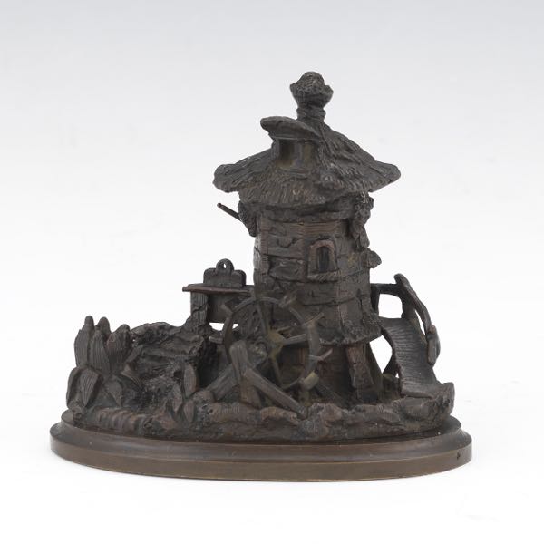 ANTIQUE BRONZE SCULPTURAL WATERMILL