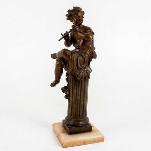 ANTIQUE BRONZE SCULPTURE, FLUTE