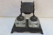 ANTIQUE BRONZED METAL DOUBLE I