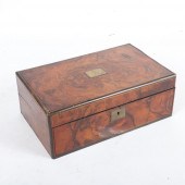 ANTIQUE BURL WOOD BOX LAP DESK
