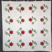 Antique c1870 Applique Rose Qu