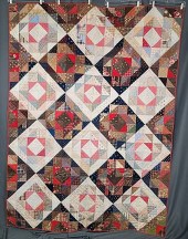 Antique c1890 9 Patch Quilt me