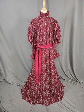 Antique c1890 Cotton Claret Pr