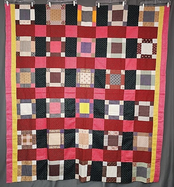 Antique c1890 Uneven 9 Patch