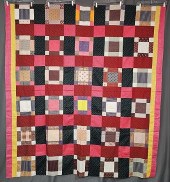 Antique c1890 Uneven 9 Patch Q