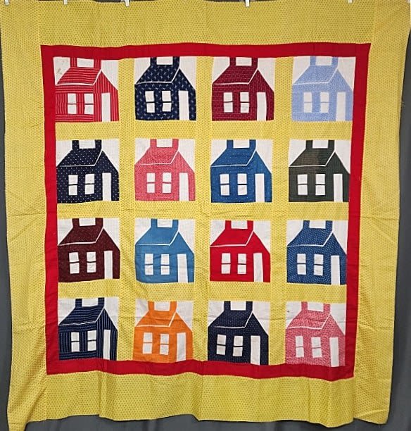 Antique c1900 School House Quilt