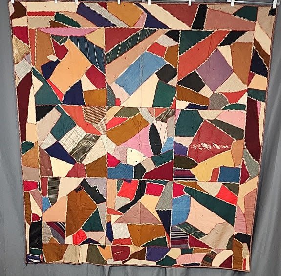 Antique c1900 Wool Crazy Quilt