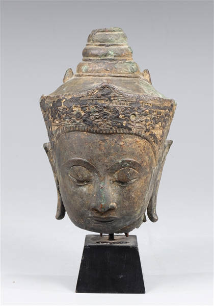 Antique Cambodian Khmer bronze head