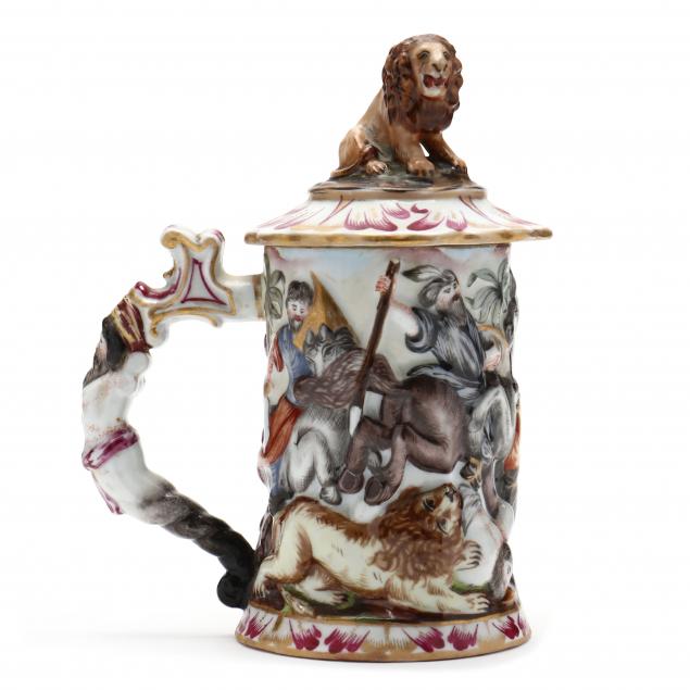 ANTIQUE CAPODIMONTE COVERED STEIN