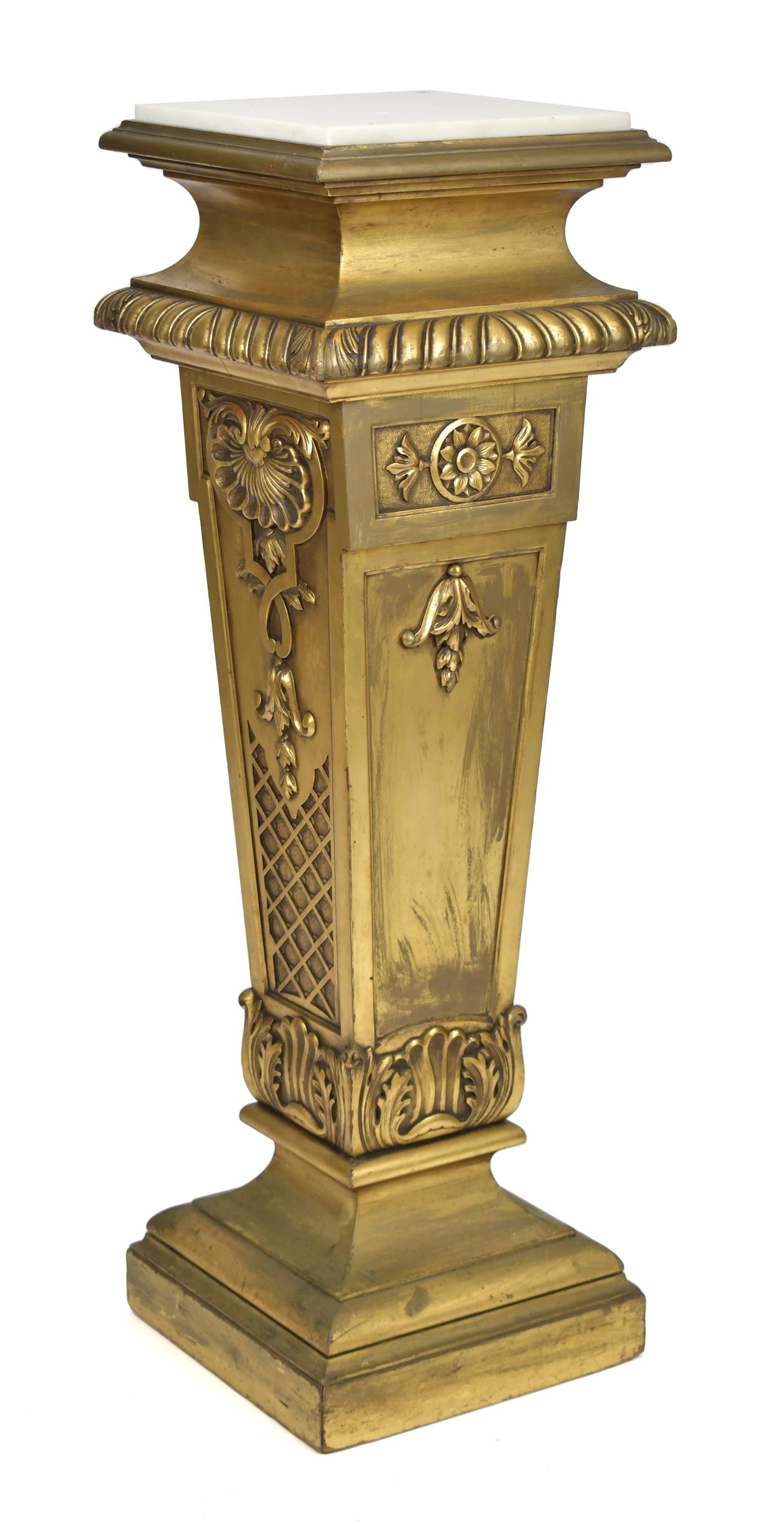 ANTIQUE CARVED AND GILT PEDESTAL.
