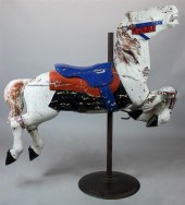 ANTIQUE CARVED AND PAINTED WOO