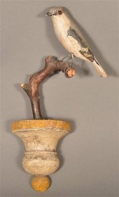 ANTIQUE CARVED AND PAINTED WOO