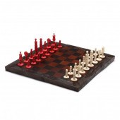 ANTIQUE CARVED BONE CHESS SET
