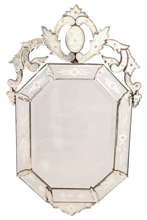 ANTIQUE CARVED & ETCHED VENETIAN