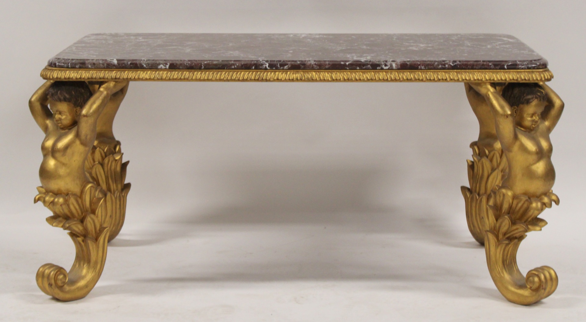 ANTIQUE CARVED & GILT MARBLETOP