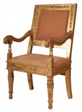 ANTIQUE CARVED GILTWOOD ARMCHA