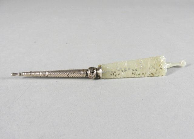 ANTIQUE CARVED JADE PINAn unusual