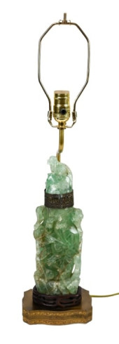 ANTIQUE CARVED JADE TABLE LAMP
