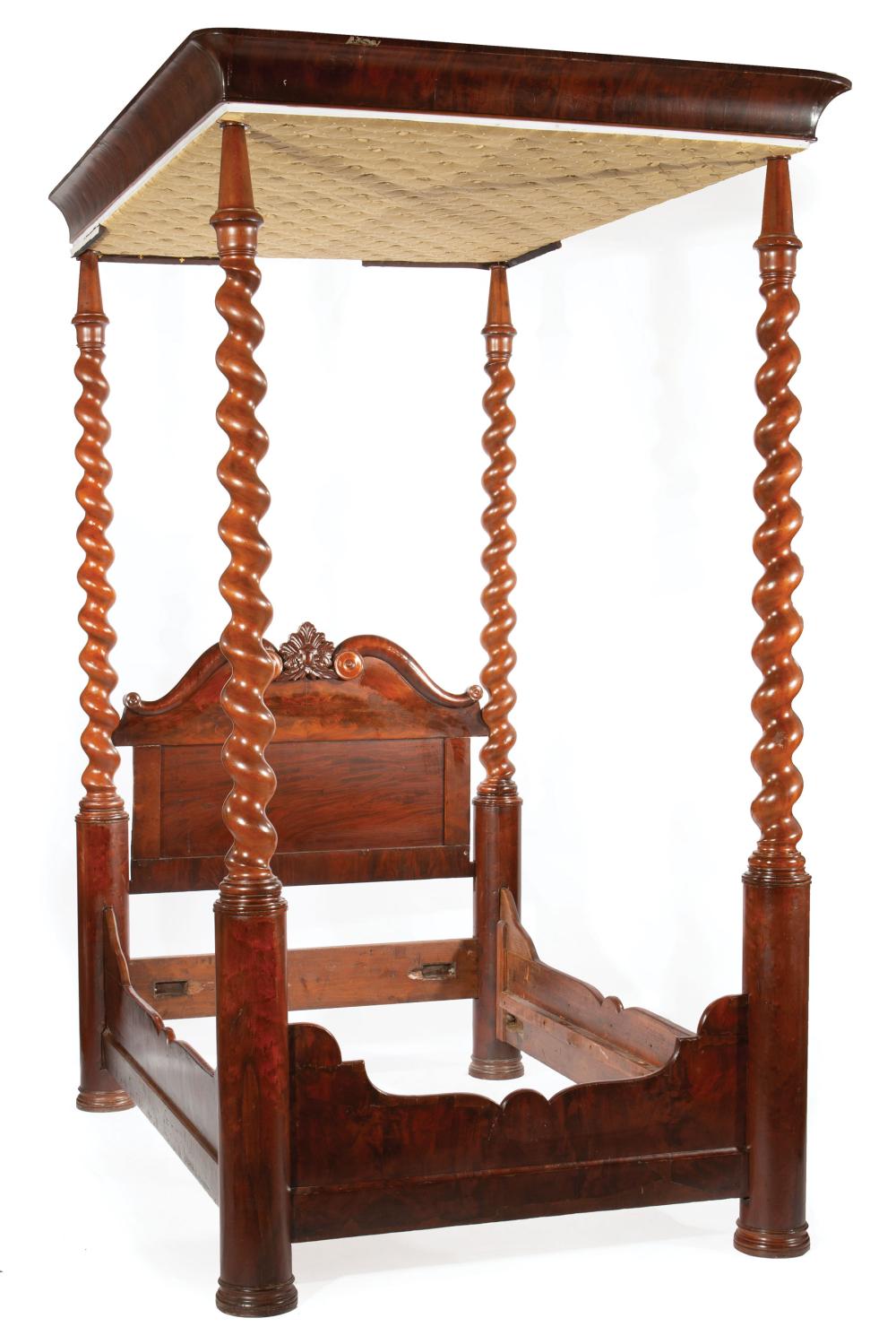 ANTIQUE CARVED MAHOGANY TESTER