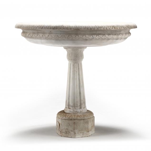 ANTIQUE CARVED MARBLE BASIN ON