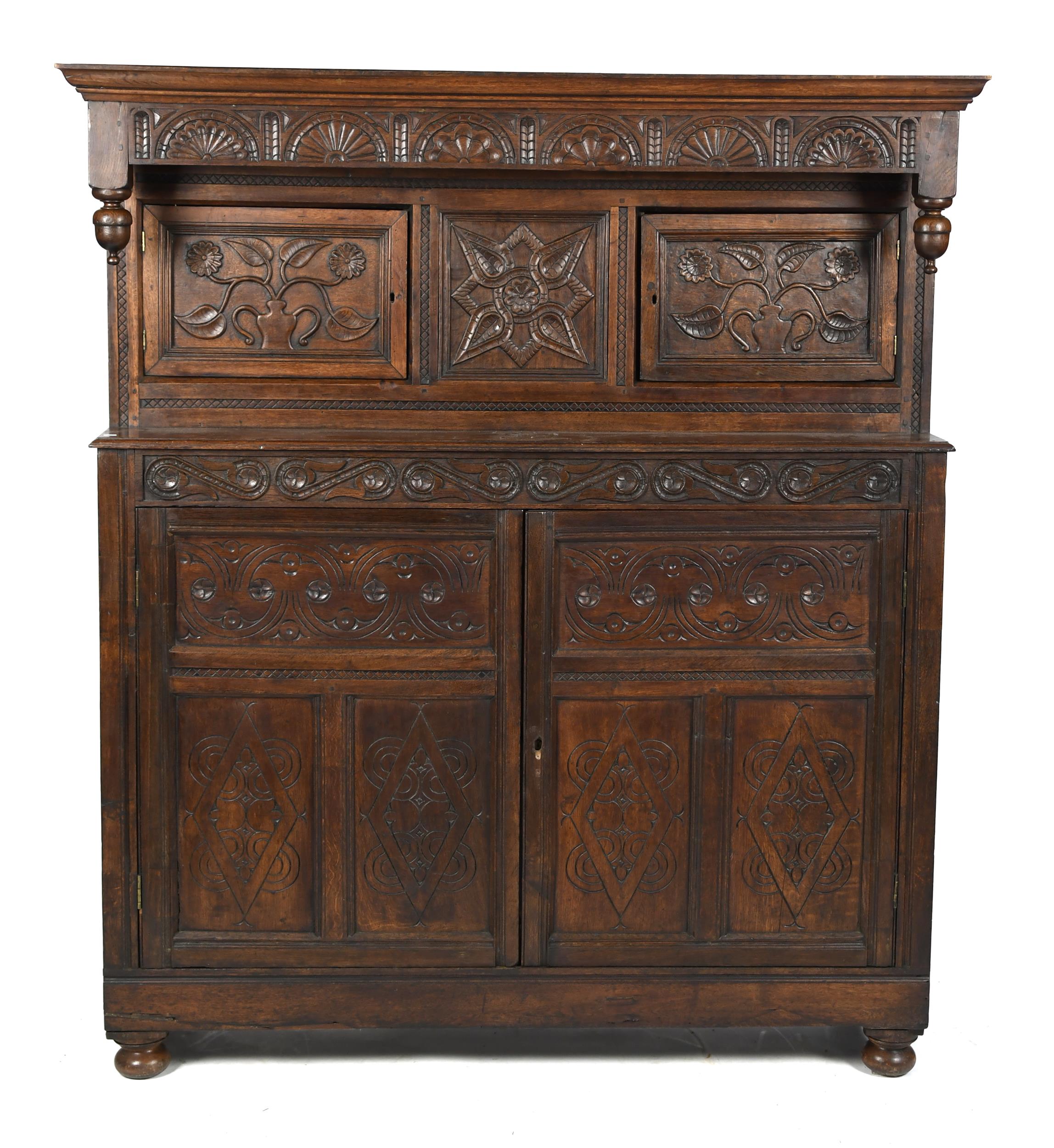 ANTIQUE CARVED OAK COURT