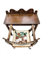 ANTIQUE CARVED OAK WRITING DES