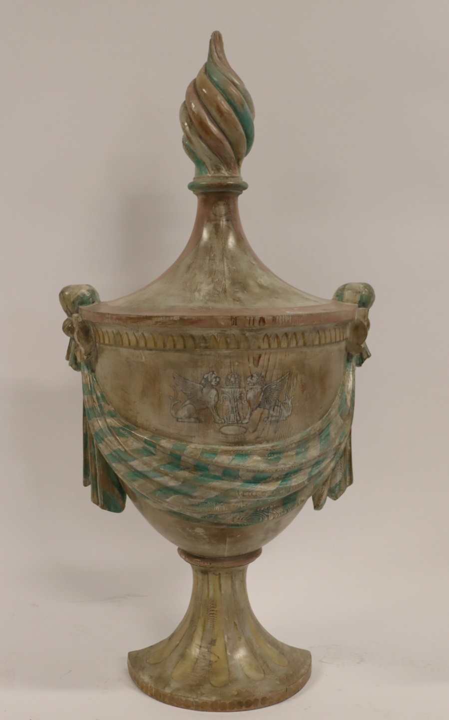 ANTIQUE CARVED & POLYCHROME HALF