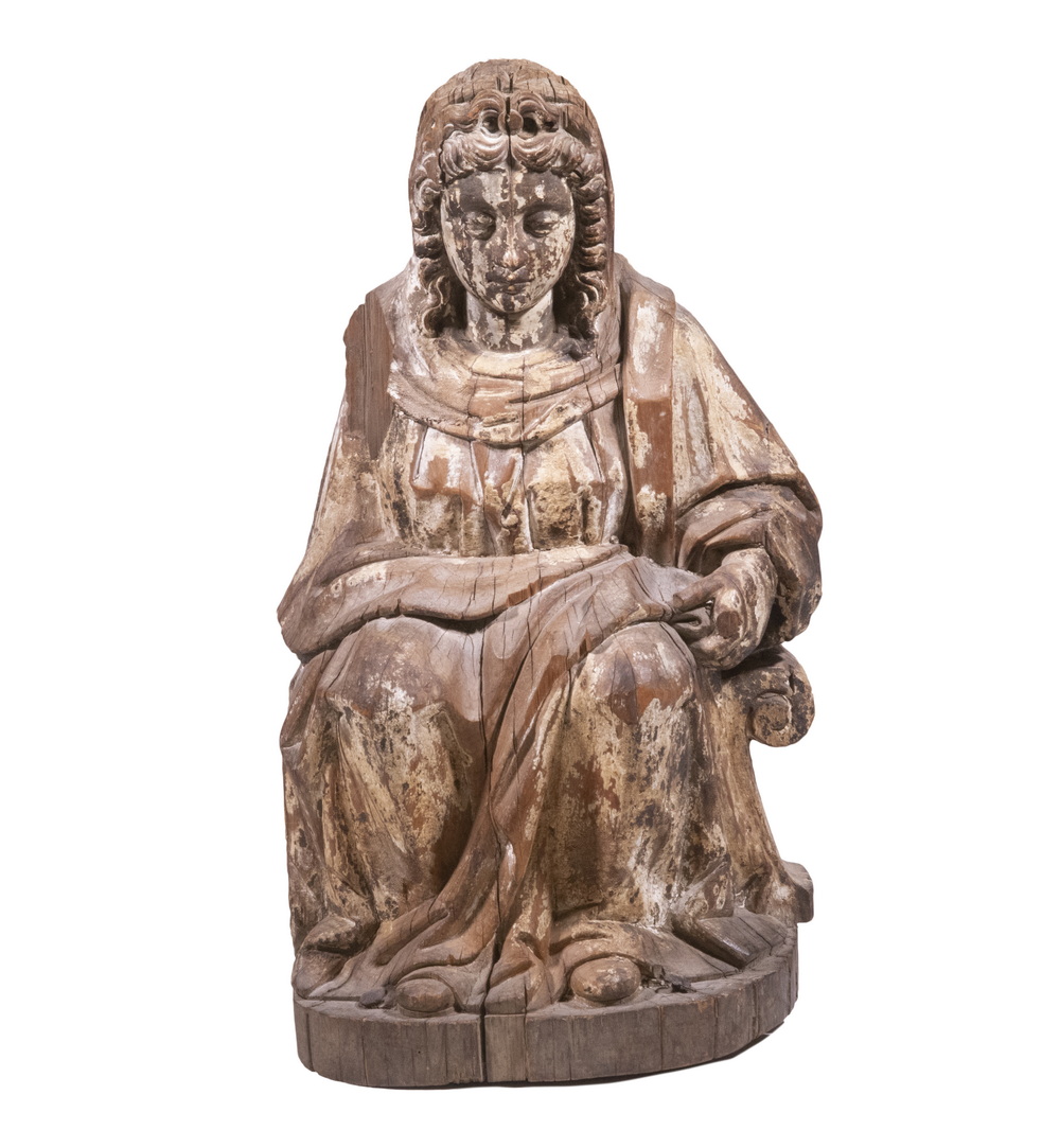 ANTIQUE CARVED RELIGIOUS FIGURE,