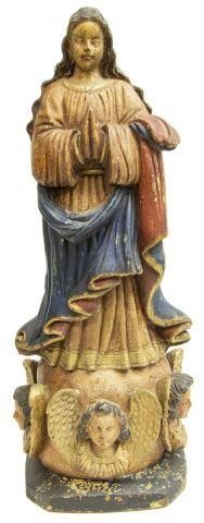 ANTIQUE CARVED RELIGIOUS MADONNA