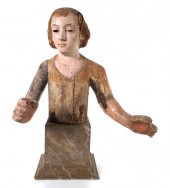 ANTIQUE CARVED SANTO ON BASEOl