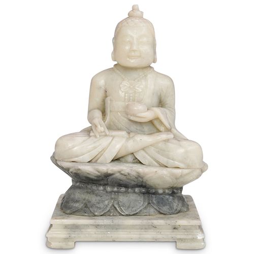 ANTIQUE CARVED SOAPSTONE SEATED AVA