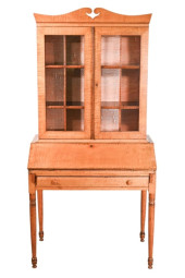 ANTIQUE CARVED TIGER MAPLE SEC