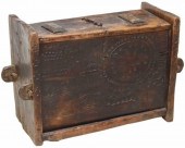 ANTIQUE CARVED WOOD COFFER OR