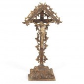 ANTIQUE CARVED WOOD CRUCIFIXIO