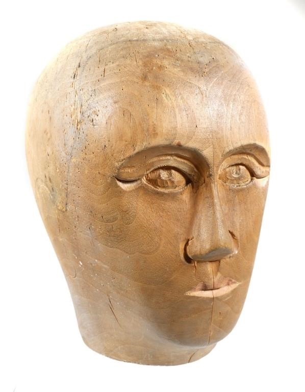 ANTIQUE CARVED WOOD HAT FORM