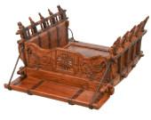 ANTIQUE CARVED WOOD & IRON BAN