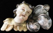 ANTIQUE CARVED WOOD PAINTED AN