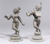 Antique cast bronze pair of st