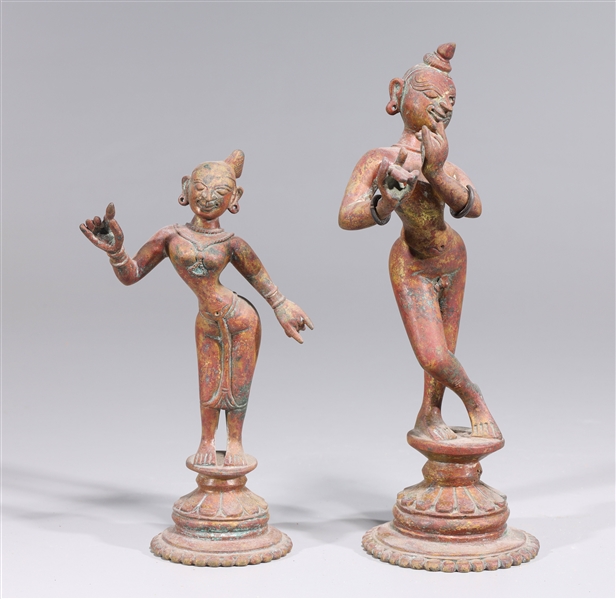 Antique cast bronze pair of statues