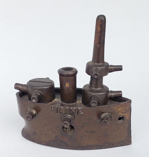 ANTIQUE CAST IRON FIGURAL "MAINE"